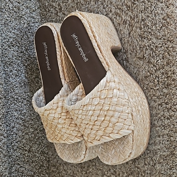 Jeffrey Campbell Marla woven natural sea grass heeled sandals size 7 - Picture 2 of 11